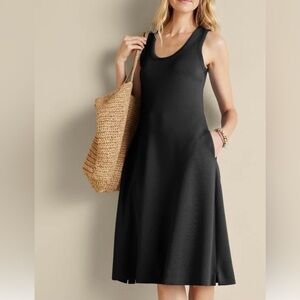 Soft Surroundings Black Ceri Sleeveless Knit Midi  Dress Medium NEW Pockets Soft